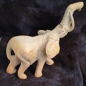 Elegant Cream Elephant Soapstone Sculpture